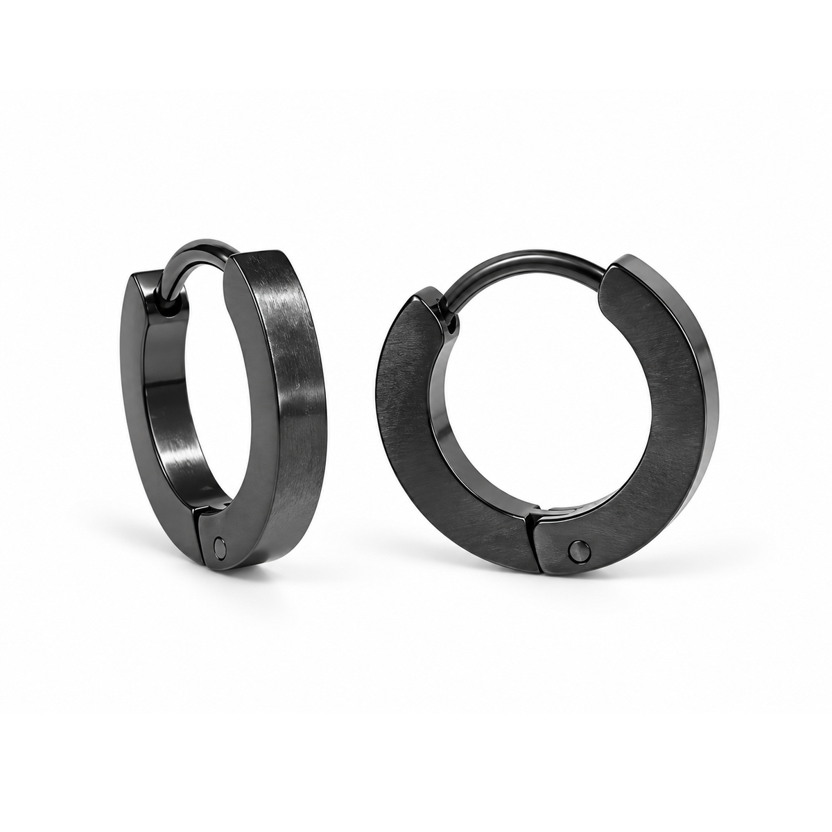Dark Finished Stainless Steel Clicker Hoop Earrings for Women