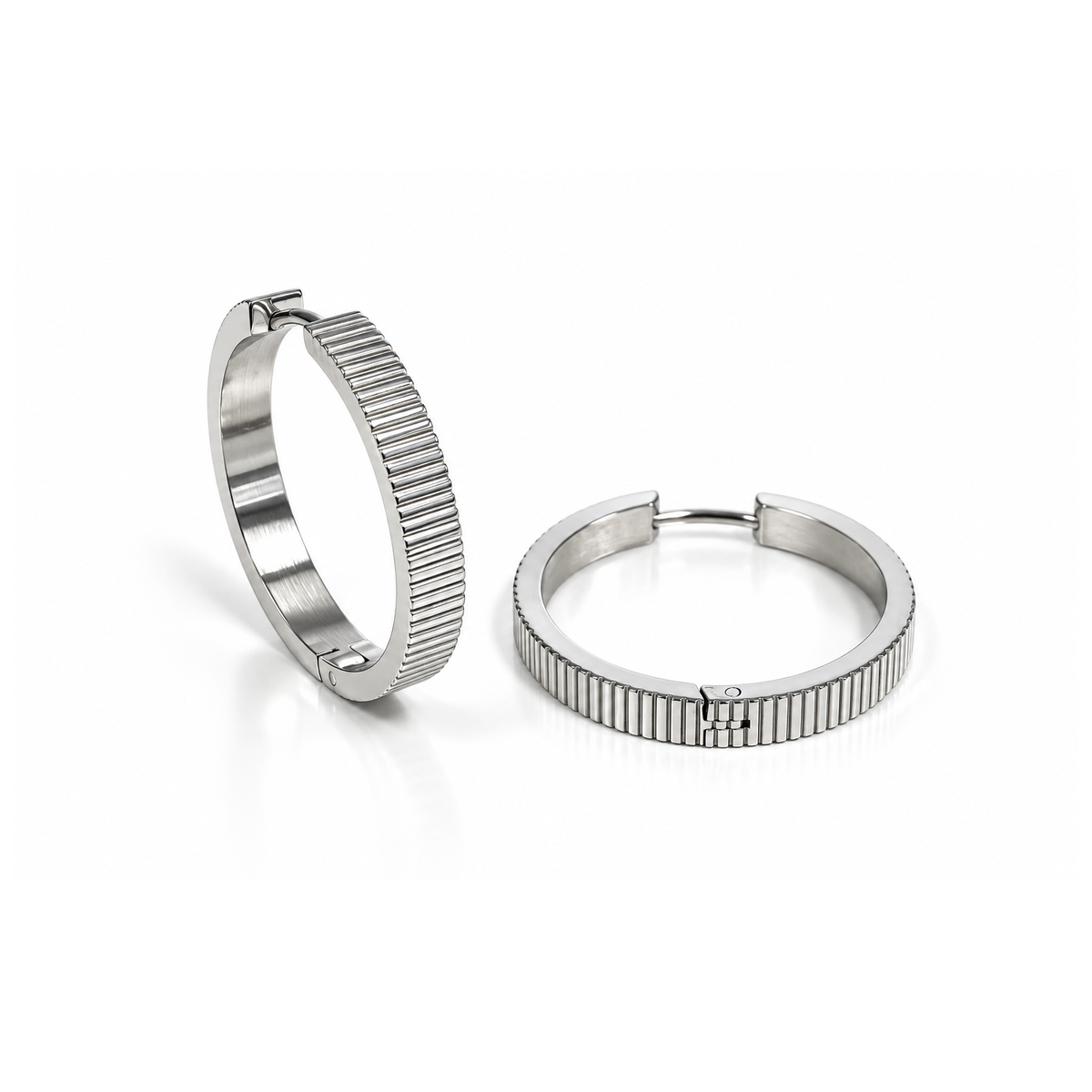 Minimalist Fashion Stainless Steel Clicker Hoop Earrings for Women, Hypoallergenic, Tarnish Resistant