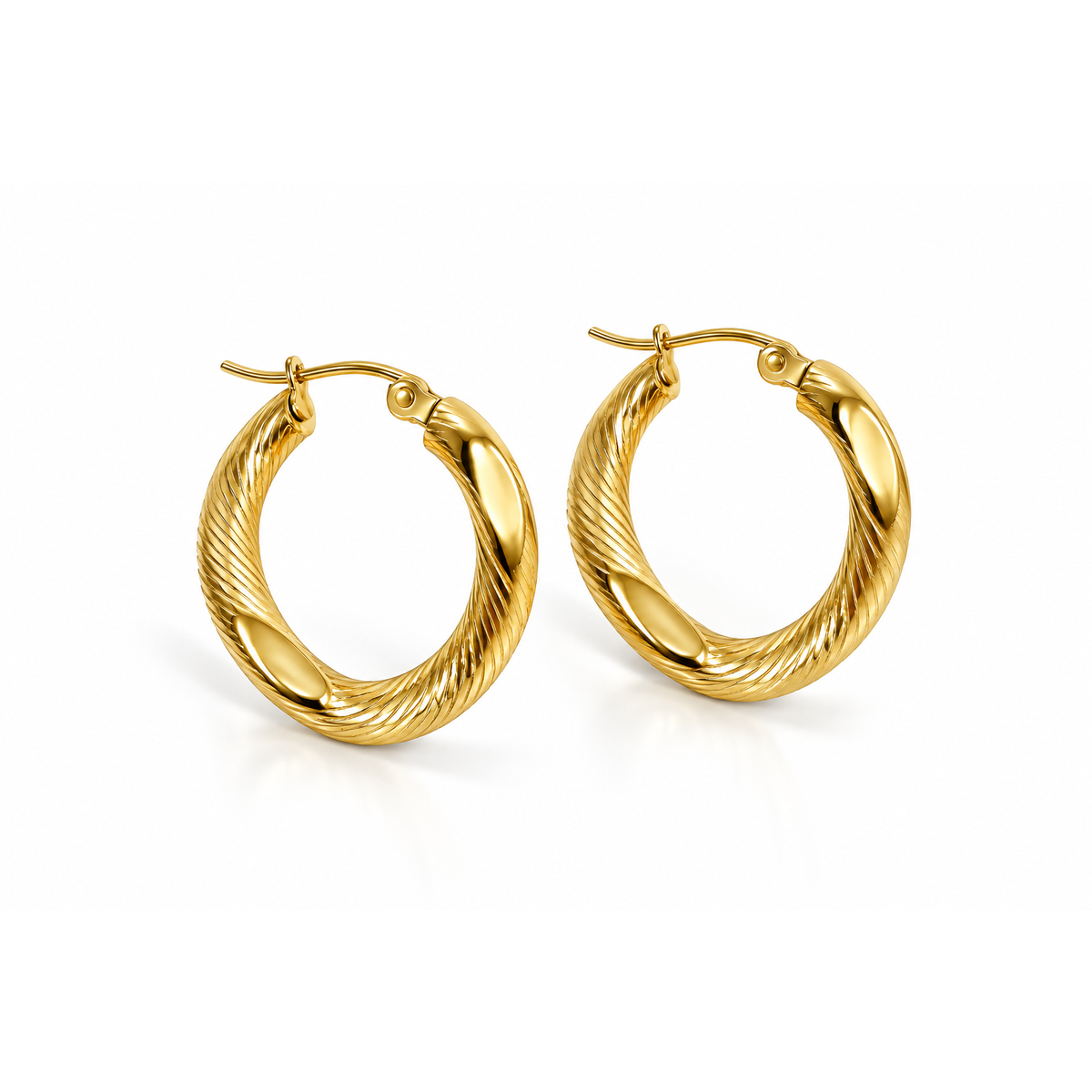 Stainless Steel Gold Twisted Hoop Earrings for Women