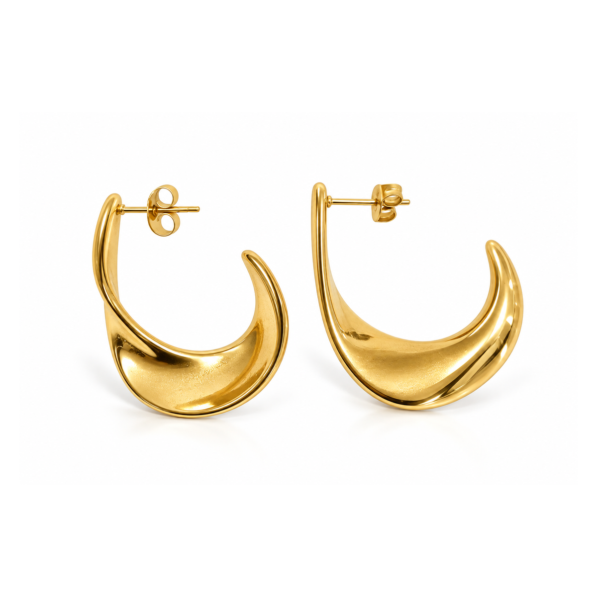 Fashion Minimalist Gold Streamline Earrings for Women
