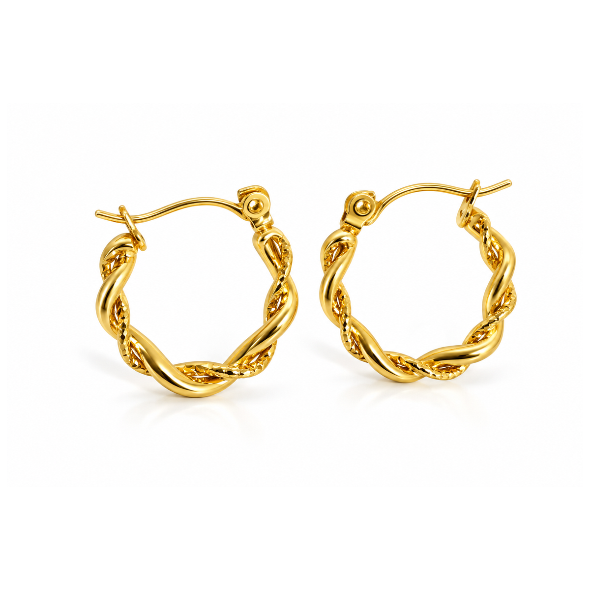 Gold Tone Twisted Earrings, Trendy Fashion Women’s Jewelry
