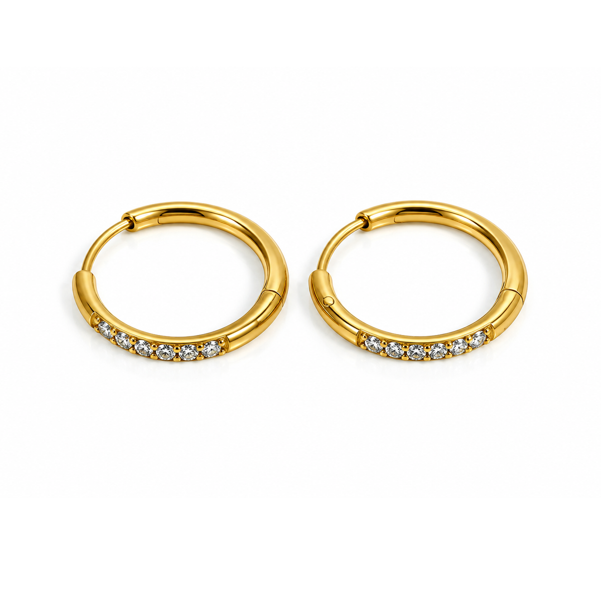 Fashion Minimalist Round CZ Inlaid Hoop Earrings for Women