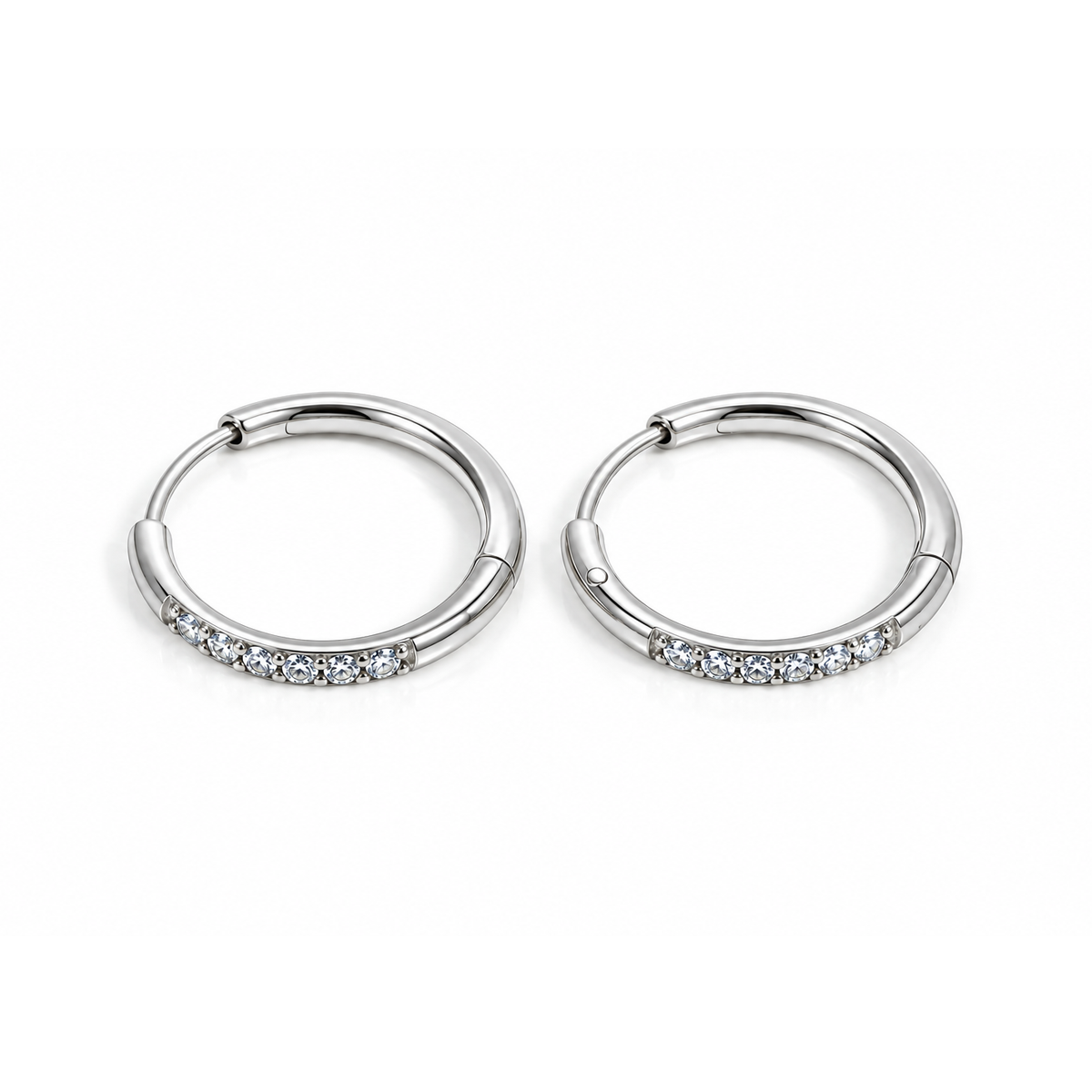 Fashion Minimalist Round CZ Inlaid Hoop Earrings for Women