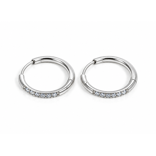 Fashion Minimalist Round CZ Inlaid Hoop Earrings for Women