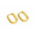 Gold CZ Inlaid Oval Earrings for Women