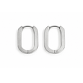 Silver Matte Metal Oval Earrings for Women