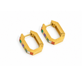 Gold Geometric Earrings with Rainbow CZ Stones for Women