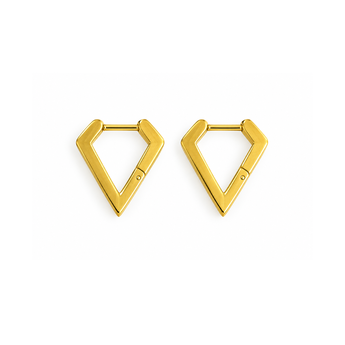 Gold Tone Geometric Triangle Earrings, Minimalist Stainless Steel Jewelry