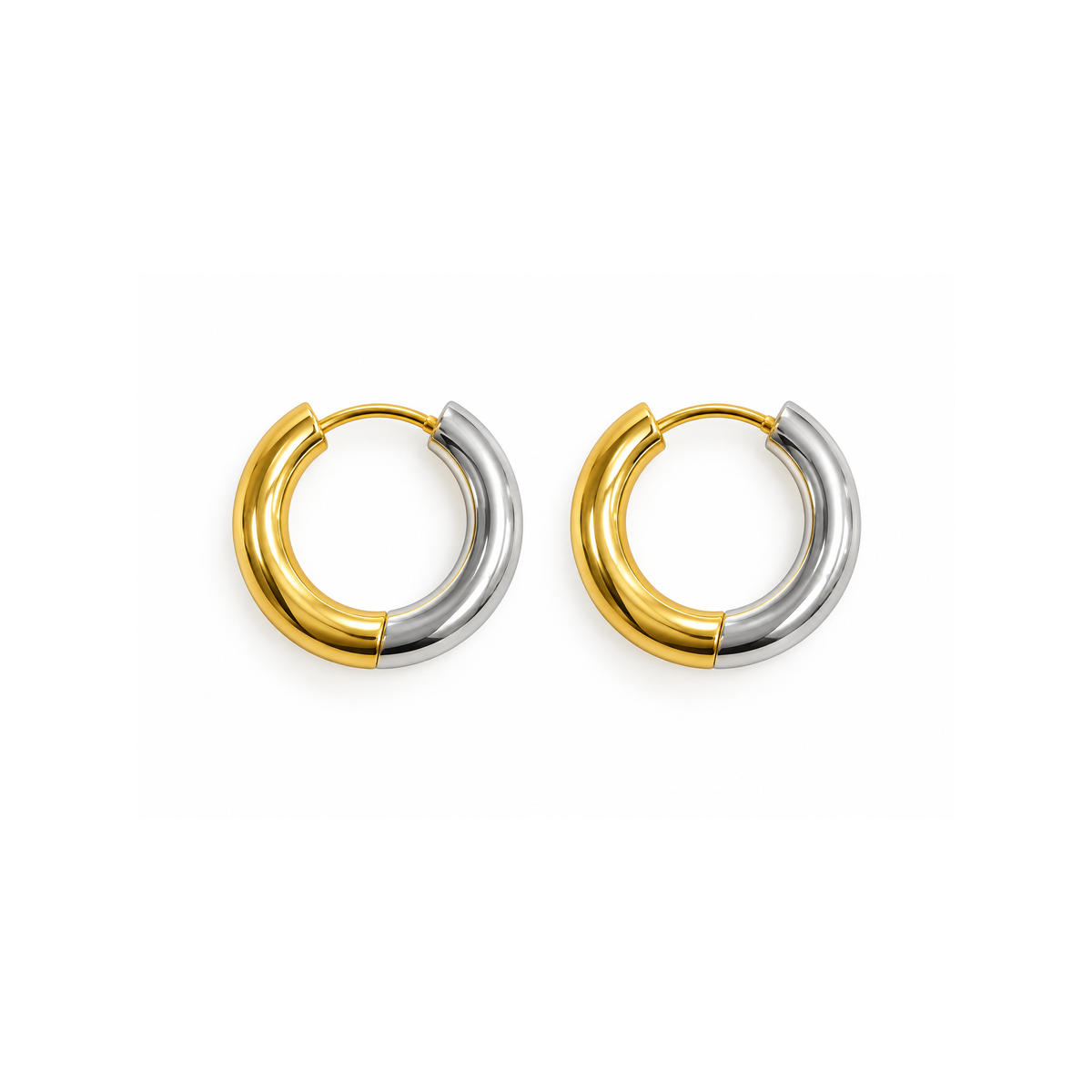 Two-Tone Gold & Silver Hoop Earrings for Women