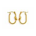 Gold Tone Oval Earrings with Knot Detail, Stainless Steel Trendy Jewelry