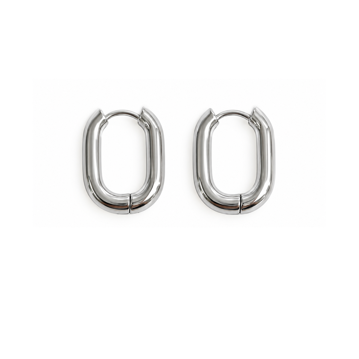 Minimalist Oval Stainless Steel Huggie Earrings for Women