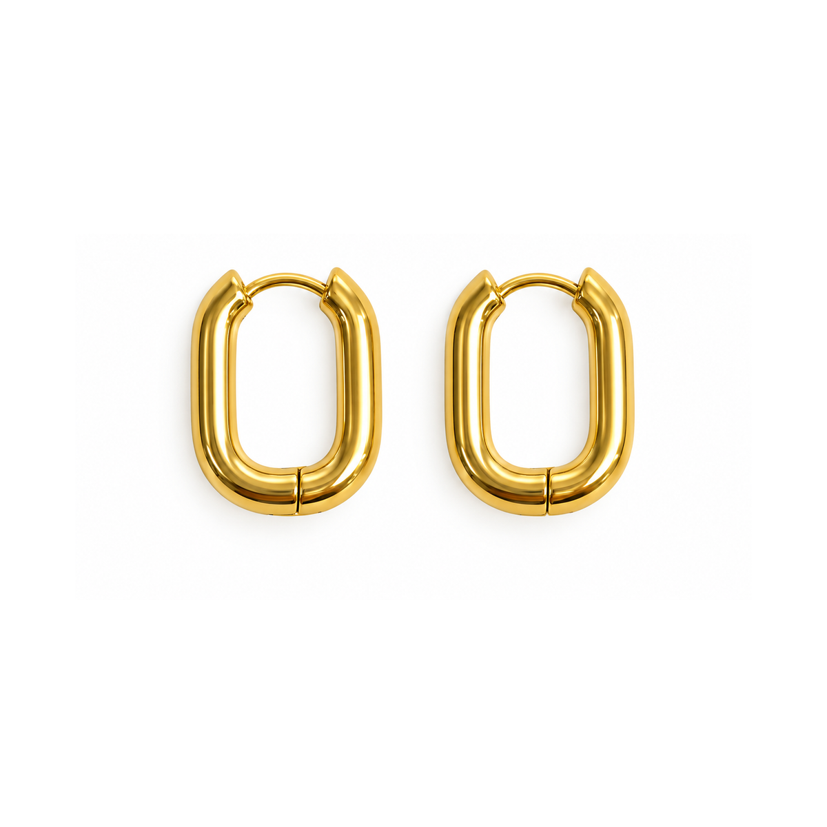 Minimalist Oval Stainless Steel Huggie Earrings for Women
