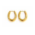 Gold Tone Oval Hoop Earrings, Polished Stainless Steel Minimalist Jewelry