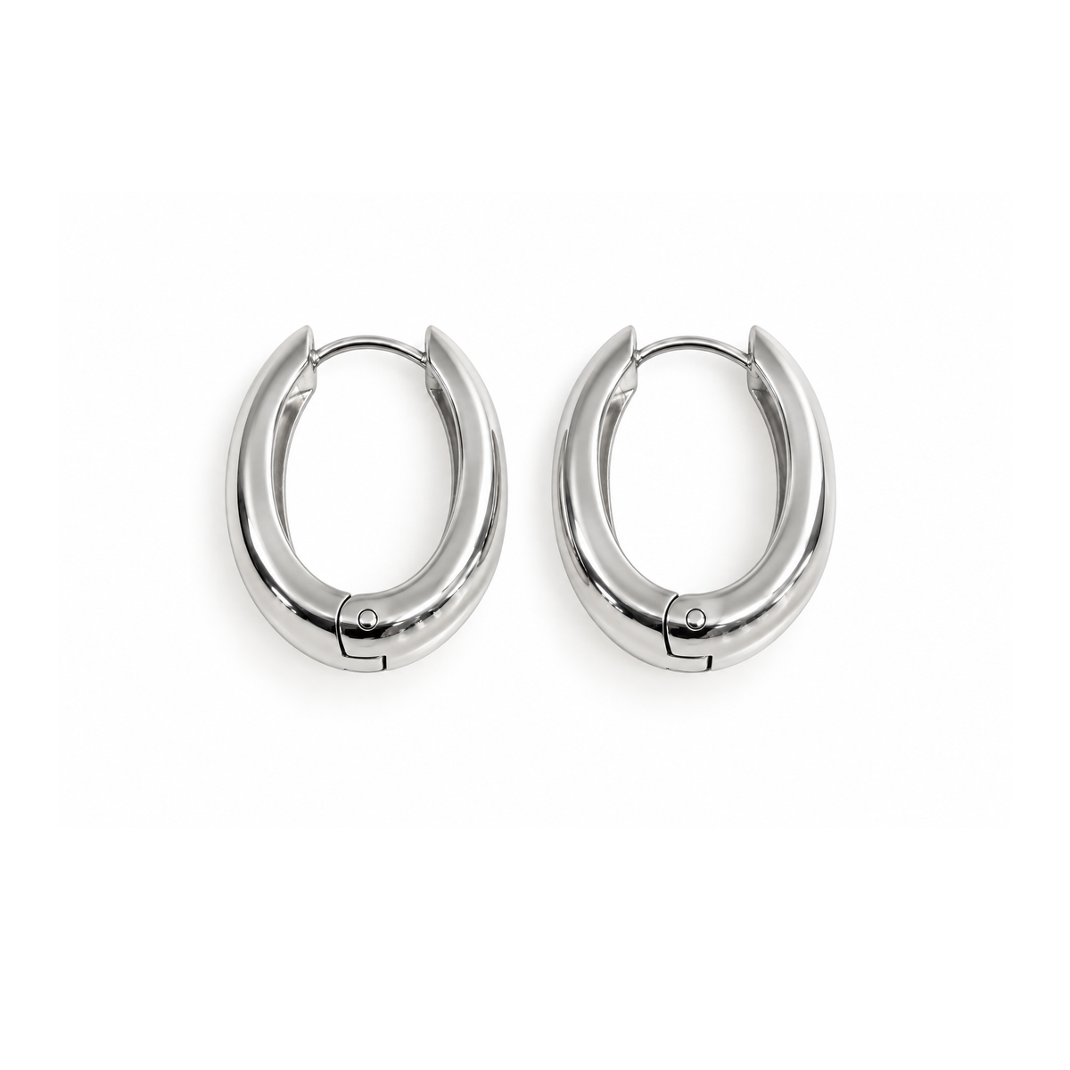 Gold Tone Oval Hoop Earrings, Polished Stainless Steel Minimalist Jewelry