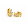 Gold Tone CZ Set Hoop Earrings, Tarnish-Resistant Stainless Steel Jewelry