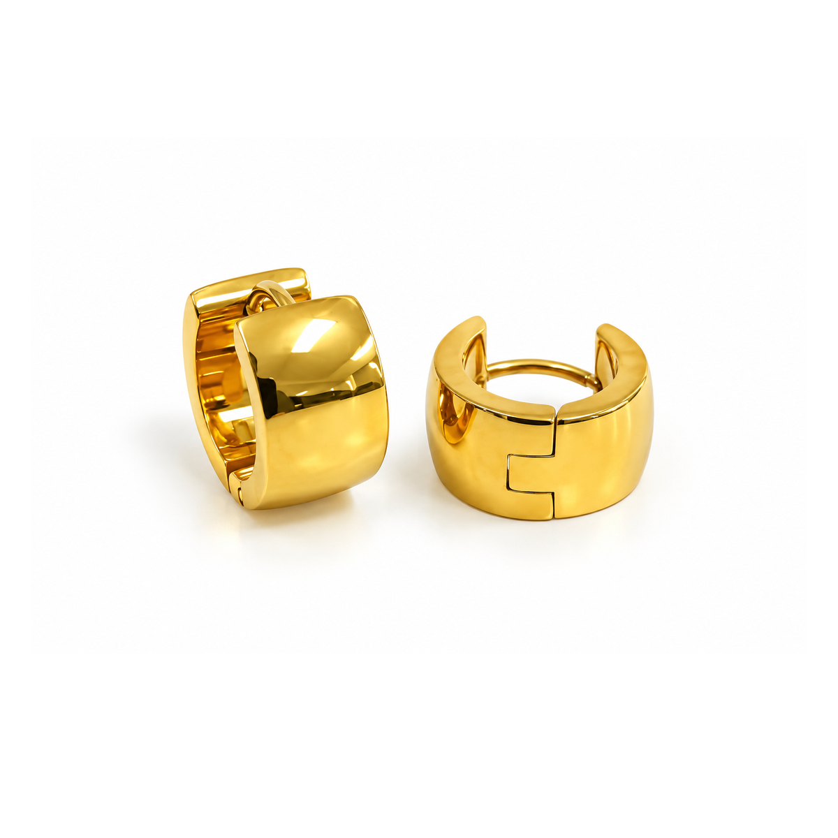 Polished Gold Thick Hoop Earrings for Women